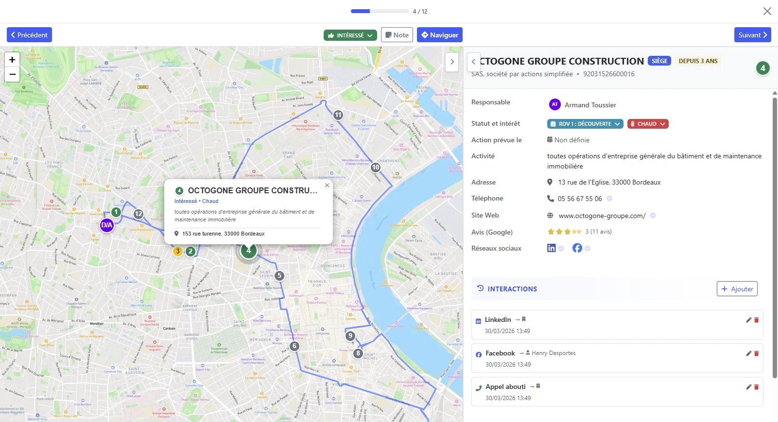 Vos prospects sur la carte